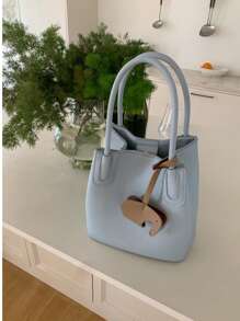 2025 春季韩国小众编织水桶托特包，通勤单肩斜挎包 - 藍色 - 查看 2