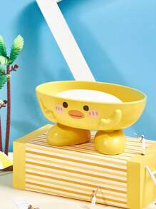 1 件卡通黄鸭沥水肥皂盒，创意肥皂盒支架