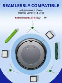 Accessories For IRobot E, I & J Series, I5 Combo, J5 Series Robot Vacuum Cleaner: 1 Set Of Multi-Surface Rubber Brushes, 3 HEPA Filters, And 3 Edge Sweeping Brushes - Multicolor - View 4