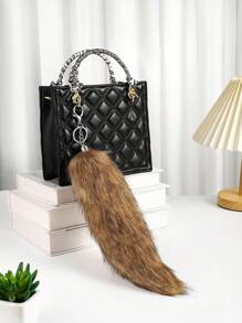 全新时尚仿狐狸尾巴包饰，1 件各式蓬松仿毛流苏钥匙扣，手提包吊坠配件，适合日常使用，送给朋友的绝佳礼物 - 彩色 - 查看 16