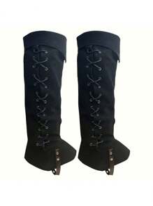 1 Pair Pirate Boot Covers, Medieval Renaissance Steampunk Style Boot Tops Suitable For Halloween Costume, Cosplay, Renaissance Faire - Black a - View 3