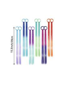 2 piezas Accesorios de fantasía para el cabello de niños, extensiones de cola de caballo trenzada para clip, decoración del cabello para niñas, accesorios para el día del cabello loco - 2 piezas de cola de caballo - Ver 3