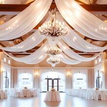 78"/118"/315" Large Size Elegant White Chiffon Voile Wedding Arch Curtain Backdrop, Suitable For Ceremony And Stage Decoration, Wedding Decor - Multicolor - View 4