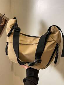 Sac à bandoulière mode pour homme, sac banane polyvalent pour le sport, sac à dos décontracté pour les trajets. Bandoulière réglable, léger, idéal pour les voyages, la randonnée, l'extérieur, l'été. Couleur unie, cadeau personnalisé pour les hommes, les adolescents, les petits amis, les pères, les maris. Grande capacité, convient pour les voyages, les vacances, l'école, l'université, style de rue en canevas.