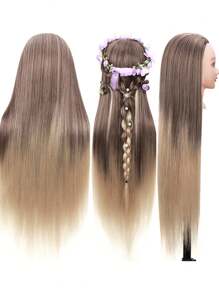 Cabeza de maniquí para prácticas de cosmetología, muñeca para entrenamiento de peinados, trenzados y peluquería