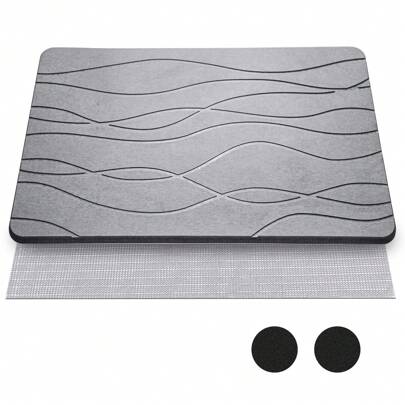 Stone Bath Mat With Anti-Slip Pad, 60*40*1cm Diatomaceous Earth Shower Mat For Bathroom Bathtub Kitchen Diatomite Quick Dry Non Slip Super Absorbent Bathmat (Light Gray) Home Bathroom Decor Bath Rug Floor Carpet Outdoor Rug Door Mat Fall Decor Bathroom Accessories Back To School