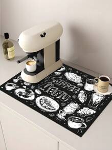 1 pièce, Tapis de drainage en boue de diatomée pour machine à café, tapis de drainage en caoutchouc souple, tapis à séchage absorbant super anti-dérapant et résistant à l'usure pour vaisselle, dessous de plat pour comptoir de cuisine, table à manger, décoration de table de cour, fournitures de cuisine domestique