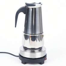 Electric Stovetop Espresso Maker Greca Coffee Maker Moka Pot Stainless & 9 Cups