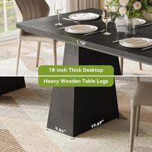 Mesa de Comedor para 6 Personas, Mesa de Madera, Muebles rectangulares con Patas Resistentes, Mesa de Cocina Moderna para el hogar, Comedor, Roble - Negro - - Ver 6