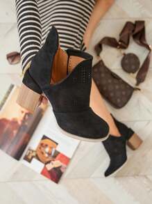 Royalfashion Openwork Post Boots InRevivela - Black - View 8