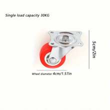 4pcs Heavy Duty Caster Wheels/Swivel Casters/Non-Braking Rotating Casters, Furniture Hardware, Red Color, Suitable For Industrial Furniture, Workbench, Hand Truck Casters (Red)