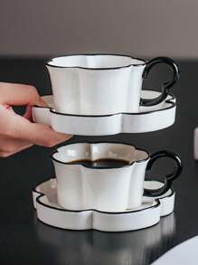 1 件奢华花瓣形咖啡杯碟，陶瓷茶杯和餐具套装，适合下午茶、甜点和礼物、早餐、茶会、居家、花园、餐厅、夏季和冬季 - 彩色 - 查看 8