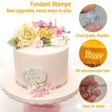 3pcs/Set Alphabet Silicone Stamps For Cookies, Letters Cake Stamp Decorating Tools Fondant Embossing DIY Cutter Pastry Accessories