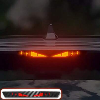 Lightning Decal Stickers - Car Carbon Fiber High Mount Brake Light Decals, Decorative Warning Cartoon Projector Lamp Sticker, Transparent Membrane Night Personalized Decor Sticker