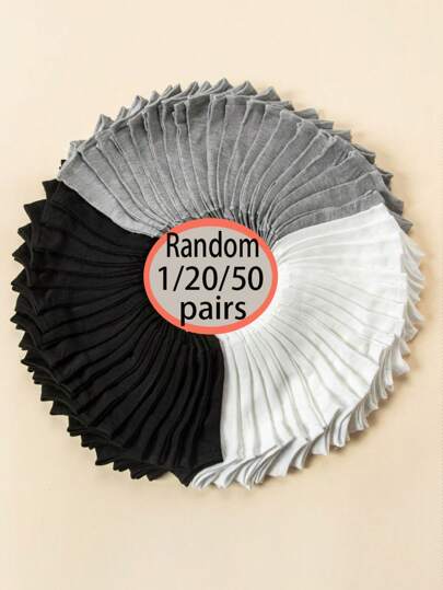 1/20/50 双女士经典纯色船袜，白色短袜，运动袜，旅行必备，简约百搭，透气柔软，男女通用，四季皆宜