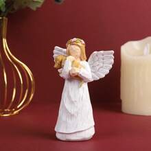 1pc Resin Decorative Object, European Angel Design Home Decor Craft, Decorative Display Collectible - White - View 3