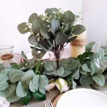 90pcs 3 Types Eucalyptus Leaf & Stem Artificial Silver Dollar Eucalyptus Leaves & Green Spray Artificial Greenery For Wedding Bouquet Decor Gifts Birthday Graduation - Green - View 8