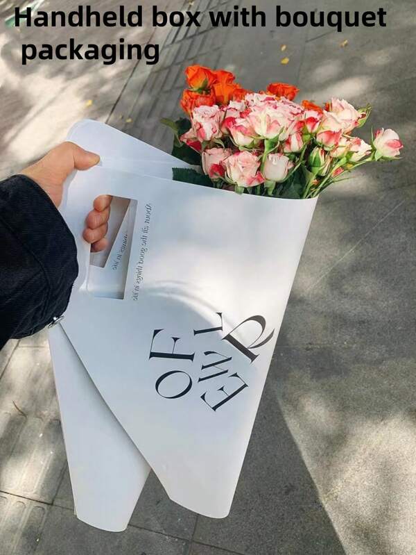 1 pezzo di carta da regalo elegante a fiori, sacchetto di imballaggio per profumo di colore solido minimalista, borsa con rose/tulipani/garofani