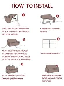1pc Stretchable Sofa Cover, Slip Resistant Full Coverage Sofa Seat Cushion Cover, Machine Washable Dust Proof, Color Fast, Pet Friendly, For Bedroom, Office, Living Room, All Season - Grey - View 3
