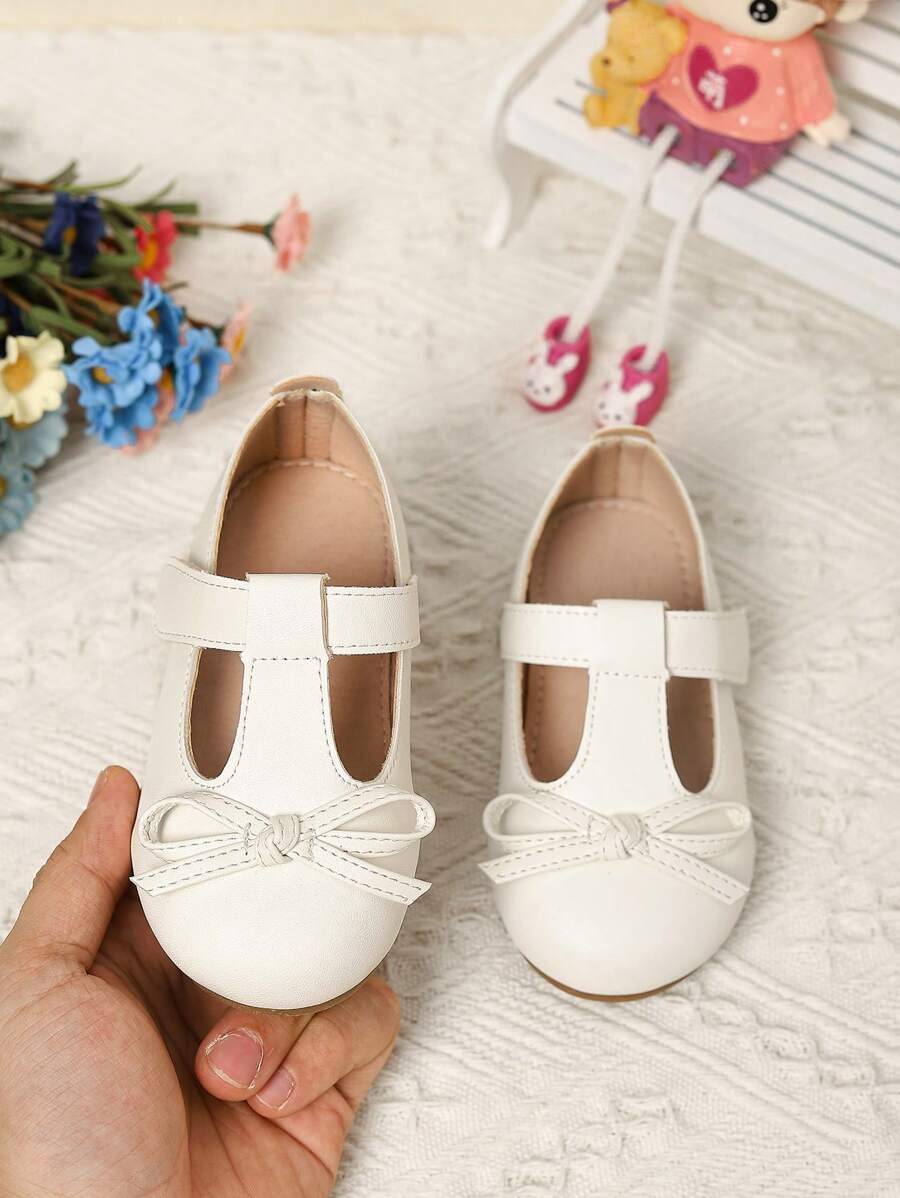 Cute Toddler Girls Bow Winter Soft-Soled Walking Shoes - White - View 1