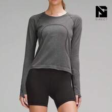 Swiftly Tech Long-Sleeve Shirt 2.0 Waist Length - Spandex Stripe Black/White - 查看 1