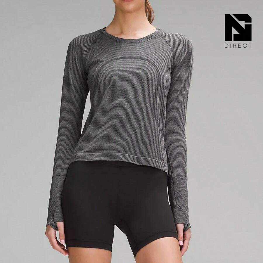 Swiftly Tech Long-Sleeve Shirt 2.0 Waist Length - Spandex Stripe Black/White - 查看 1