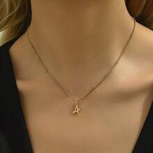 1 pieza Collar con colgante de letra y corazón, estilo simple y europeo-americano