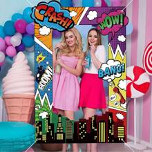 Superhero Party Photo Frame Background - Comic Book Style Frame, Suitable For Indoor And Outdoor, Room And Garden, Entrance Decoration Background