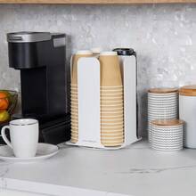 Mind Reader Lid Carousel, Countertop Org Coffee Bar, Beverage Cup Holder, Plastic, L X 7.75" W X 11.5" H, 7.75 X 12 X 7.75, Black - 白色 - 查看 2