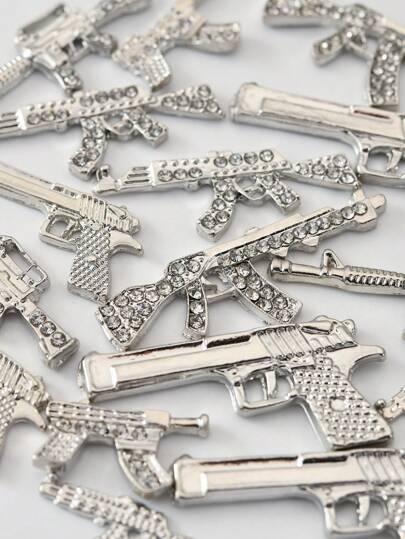 10 pezzi di decorazioni per unghie casuali con cristalli 3D, pistola d'argento e Desert Eagle, accessori per unghie, decorazioni per unghie, gemme per unghie