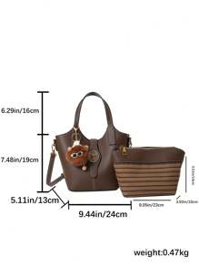 Bucket Bag, Fashionable Market Tote, Korean Style Shoulder Bag For Commuting & Shopping