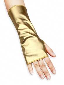 1 Paar einfarbige fingerlose Handschuhe für Frauen, Straßenmode 23cm, glänzendes Leder, geeignet für Bühnenauftritte, Frühling/Sommer - Fingerlose Lederhandschuhe - Übersicht 5