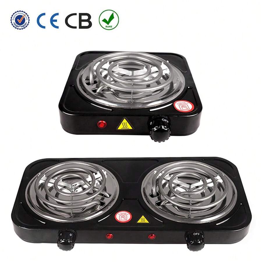 Outdoor Single/Double Electric Burner Stove Hot Plate Cooktop Cooking Stove For Picnic Camping Fishing Kitchen - 美規A型插(110-127V) - 查看 1
