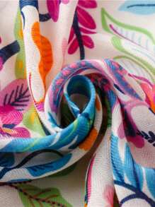 1 件女士时尚花卉图案优雅流苏针织围巾/披肩，适合海滩、旅行、派对