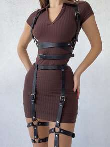 Lencería gótica de corsé de Body completo ajustable con liga, corsé decorativo de cintura tipo "cintura de avispa" de estilo punk