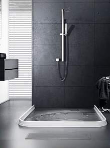 1 Peça 1M Barreira de Água para Chuveiro, Faixa Adesiva Autocolante Barreira de Água para Chuveiro, Sistema de Retenção de Água do Chuveiro para Separação Seco e Úmido, Guarda-Água Flexível do Chuveiro, Decoração de Banheiro Doméstico, Decoração de Volta às Aulas