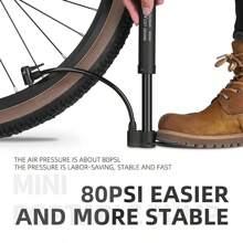 1 Set Lightweight Bicycle Air Pump, Foot Pump, Portable Outdoor Mountain Bike Tire Pump, Bicycle Tool