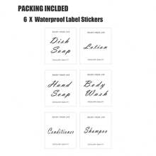 6/12 Peças/Conjunto Adesivos de Rótulo para Garrafas de Sabonete Líquido e Detergente de Louça, Decorações em Estilo Artístico de Fonte, Adesivos de Rótulo de Shampoo, Aderem Firmemente, À Prova d'Água, para Garrafas, Etiquetas de Armazenamento de Banheiro