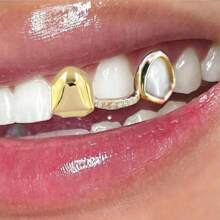 ¡Deslumbra y brilla! 2 piezas de grillz para dientes con tapa de circonita cúbica con estrella y diseño calado superior e inferior, joyería de moda para amantes de los hombres y mujeres