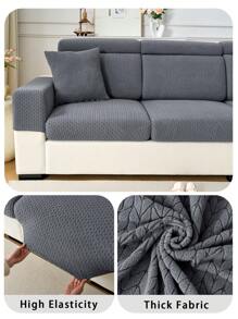 1 件四季提花毛绒防滑沙发垫套，柔软亲肤现代风格弹力沙发套，防宠物春秋沙发座椅保护套适合 L 型和 1/2/3/4 座沙发 - 深灰色 - 查看 7