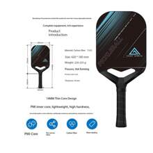 Carbon Fiber Pickleball Paddle With Aero Throat, Hot Pressed Carbon Fiber Pickleball Paddle, 14mm PP Honeycomb Core, Sandblasted Finish, Unisex-Adults, High Strength & Control For Textured Carbon Surface - Dark Blue - View 5