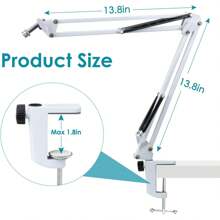 YOUSHARES AM8 Mic Arm White - Suspension Microphone Boom Arm For FIFINE AM8 XLR/USB Gaming Microphone, AM8 Mic Stand For Podcast, VoiceOver, Recording - FF_AM8_White Arm - View 4