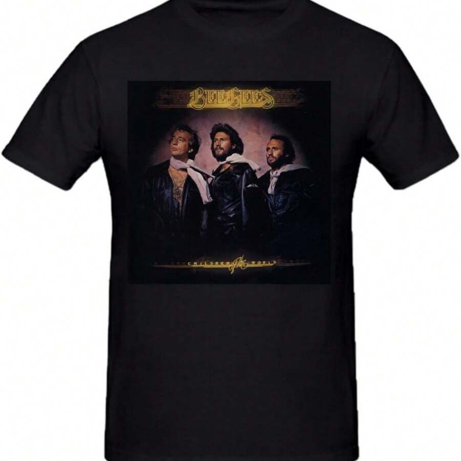 Camiseta negra de cuello redondo con gráfico de Los Bee Gees "Children Of The World" para hombres - Negro - Ver 1