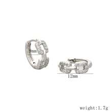 1 par de Aretes de Aro Vinculados Geométricos de Plata de Ley 925 con Cristal, Minimalista, Versátil, con Empaque de Caja de Regalo