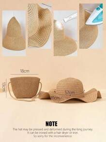 1 件装夏季女士宽边沙滩帽，百搭简约太阳帽和波浪图案大草帽套装，适合旅行