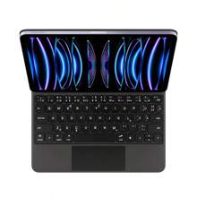 带背光和智能触控的磁性键盘，兼容 iPad Pro 11 英寸/12.9 英寸、iPad Air 5th/6th、iPad 10th 10.9 英寸（2018-2022 年），多语言（阿拉伯语、西班牙语、德语、法语、日语） - 黑色[德語] - 查看 2