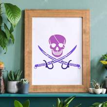 Skull Painting Stencil 11.6x8.3 Inch Plastic Pirate Drawing Stencils Reusable Stencils For Painting On Wood, Floor, Wall And Fabric
