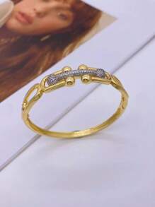 1pc New Arrival 18K Gold Plated Copper Ring With Zirconia Stone, Delicate And Exquisite Design, Versatile Accessory For Casual Wear, Commuting, Parties, Luxurious & High-End Gift