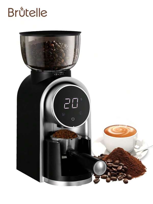 Elektrischer Kaffeemühle Multifunktions-Touchscreen-Handbrüh-Italienische-Bohnenmühle mit 25 Stufen einstellbarer Körnung, präzises Mahlen für zuhause, Café Ecke