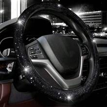 1pc Steering Wheel Cover For Women Men Bling Bling Crystal Diamond Sparkling Car SUV Wheel Protector Universal Fit 15 Inch